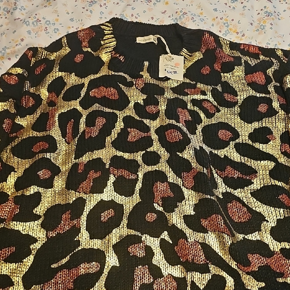 Leopard Print Sweater - Black and Gold